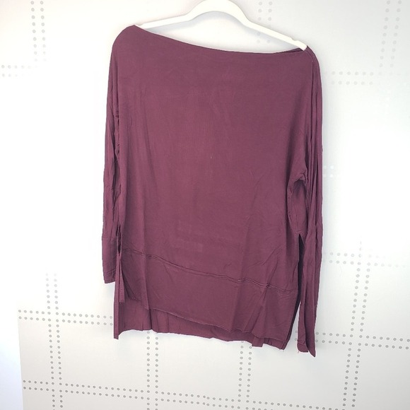 Free People | Boat neck Tee in Wine Color SZ S - Picture 2 of 6